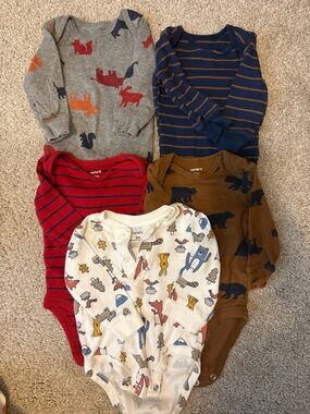 5 Carters Longsleeve baby onesie
